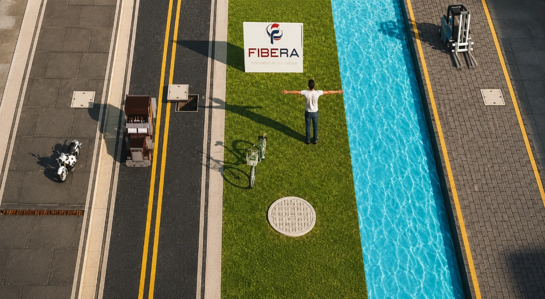 Rectangular FRP drain channel grating installed alongside a swimming pool
