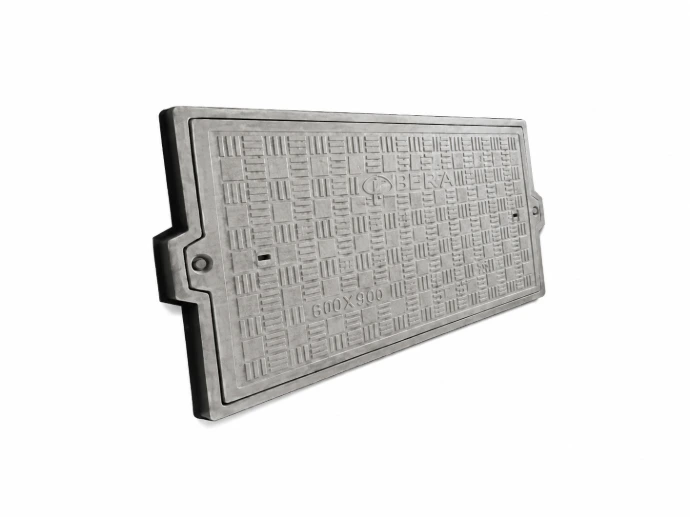 Large-capacity rectangular FRP underground reservoir and trench cover.