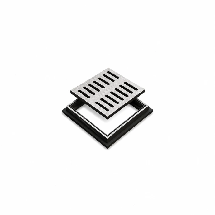 Square heavy-duty FRP water gully cover with composite frame