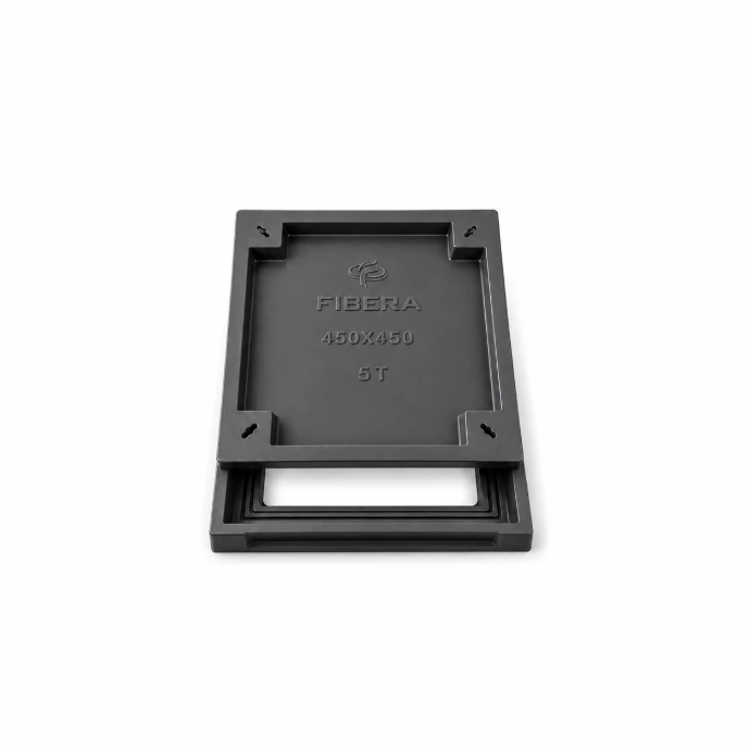 Rectangular black FRP recessed cover tray